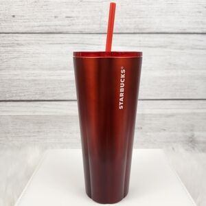 Starbucks Red Ombre Scalloped Stainless Steel Venti Tumbler 24 oz